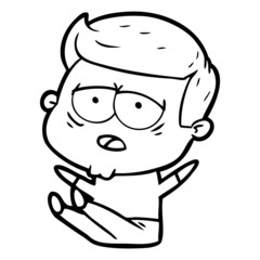 cartoon tired man