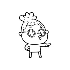 Obraz premium cartoon woman wearing glasses