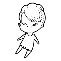 cute cartoon girl with hipster haircut