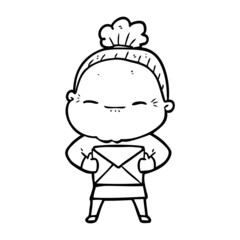cartoon peaceful old woman
