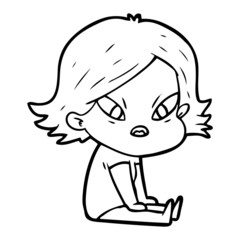 cartoon stressed woman