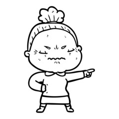 cartoon annoyed old lady