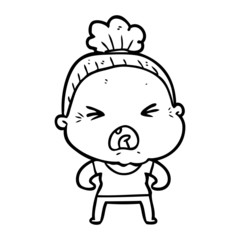 cartoon angry old woman
