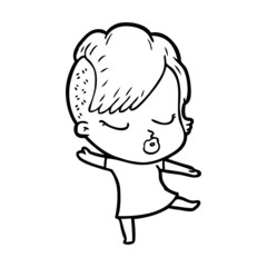 cartoon pretty hipster girl