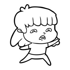 cartoon worried woman