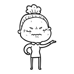 cartoon annoyed old lady