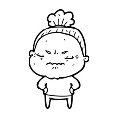 cartoon annoyed old lady