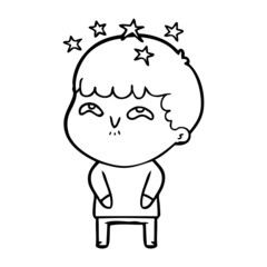 cartoon amazed boy