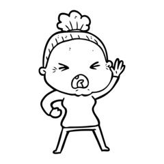 cartoon angry old woman