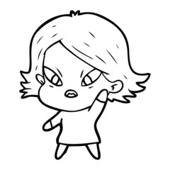 cartoon stressed woman