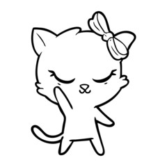 cute cartoon cat with bow