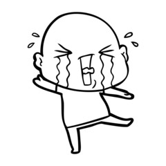 cartoon crying bald man