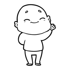 cartoon happy bald man