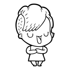 cute cartoon girl with hipster haircut
