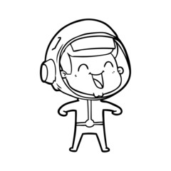 happy cartoon astronaut
