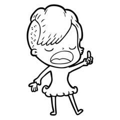 cartoon cool hipster girl talking