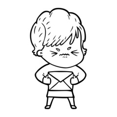 cartoon frustrated woman