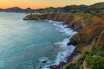 Fototapeta premium A sunset to the Basque coast, Spain