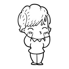 cartoon woman thinking