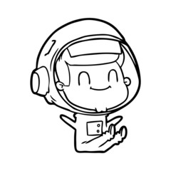 happy cartoon astronaut man