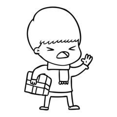 cartoon stressed man