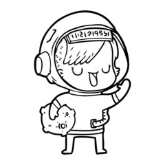 Obraz premium cartoon astronaut woman