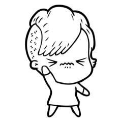 cartoon annoyed hipster girl