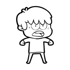 worried cartoon boy