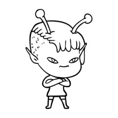 cute cartoon alien girl