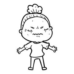 cartoon annoyed old lady
