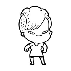 cute cartoon girl with hipster haircut