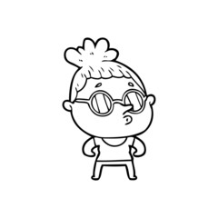 cartoon woman wearing glasses