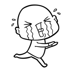 cartoon crying bald man