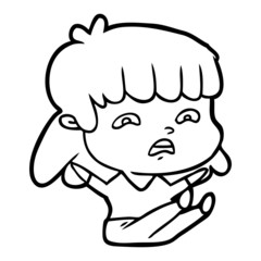 cartoon worried woman