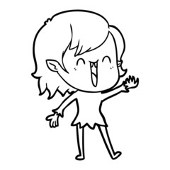 Naklejka premium cute cartoon happy vampire girl