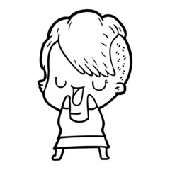 Fototapeta premium cute cartoon girl with hipster haircut