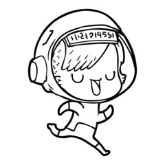 cartoon astronaut woman