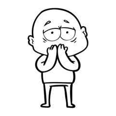 Obraz premium cartoon tired bald man