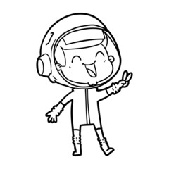 happy cartoon astronaut