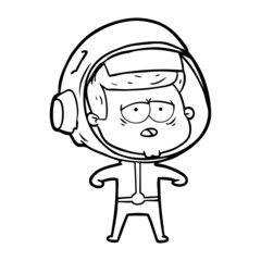 cartoon tired astronaut