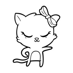 cute cartoon cat with bow