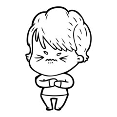 cartoon frustrated woman