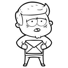 cartoon tired man