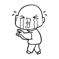 cartoon crying bald man
