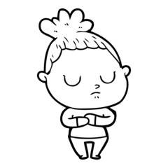 cartoon calm woman