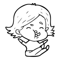 cartoon girl pulling face