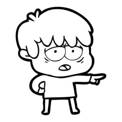cartoon exhausted boy