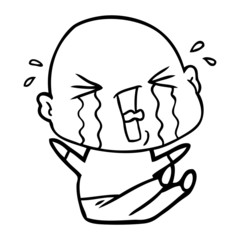 cartoon crying bald man