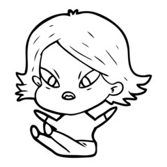 cartoon stressed woman