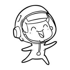 happy cartoon astronaut